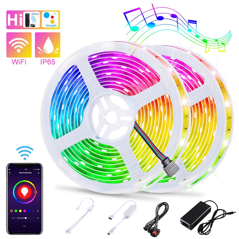 WiFi Smart RGB LED Strip Lys – 10m Vandtæt - - LED Strip Light - {{ product_tags }