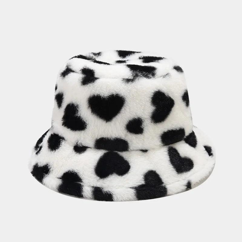 BEATRIX - Vinterhue i imiteret pels med hjerteprint til kvinder - - women's fashion - {{ product_tags }