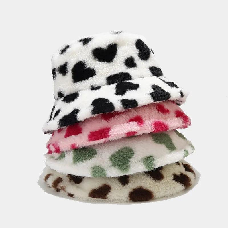 BEATRIX - Vinterhue i imiteret pels med hjerteprint til kvinder - - women's fashion - {{ product_tags }