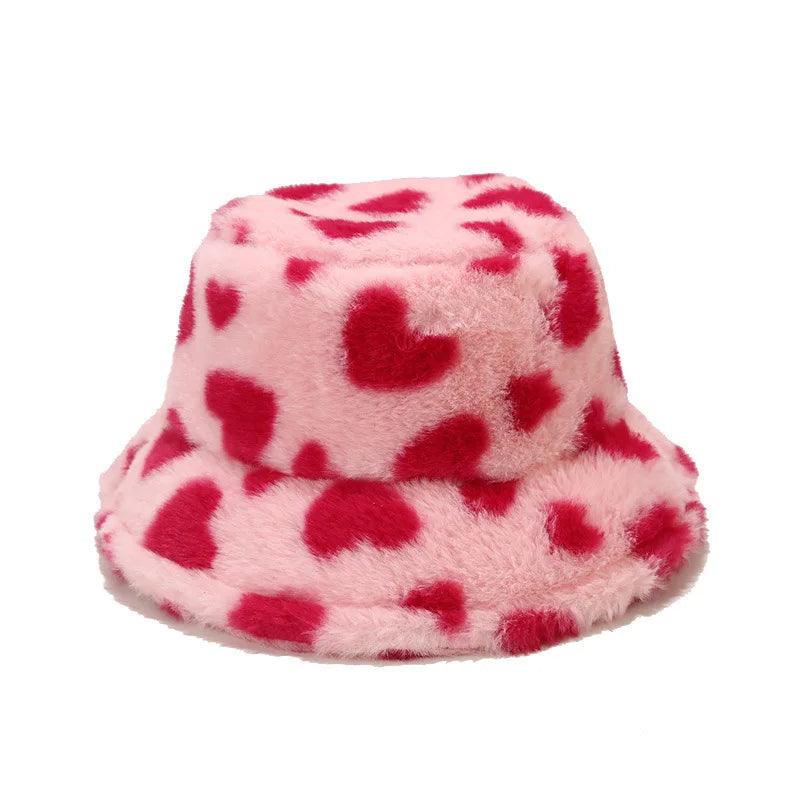BEATRIX - Vinterhue i imiteret pels med hjerteprint til kvinder - - women's fashion - {{ product_tags }
