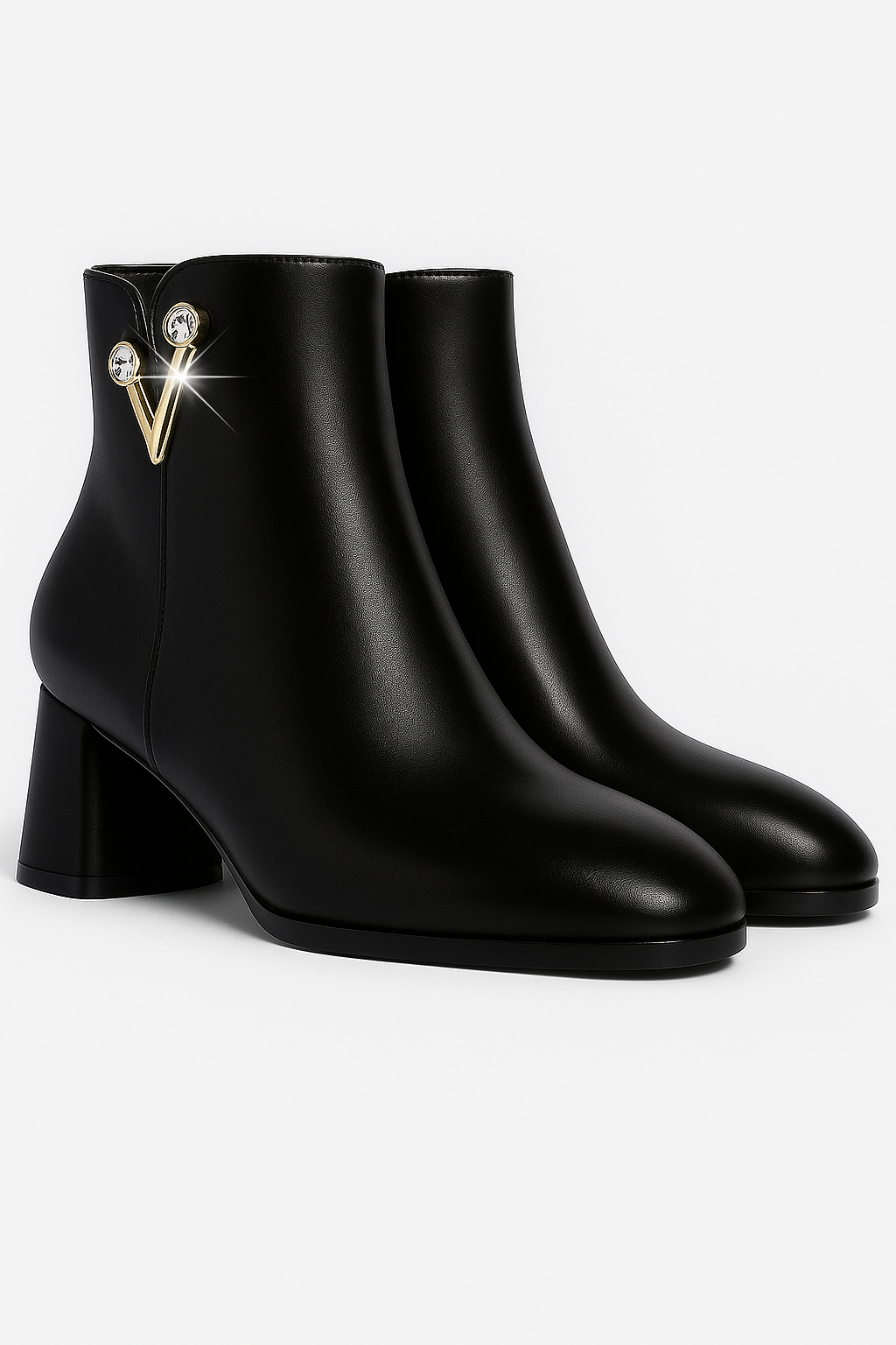 Victoria | Ankelstøvler med krystaldetaljer og sideglidelås - Sort - Victoria | Ankelstøvler med krystaldetaljer og sideglidelås - €25 - {{ product_tags }