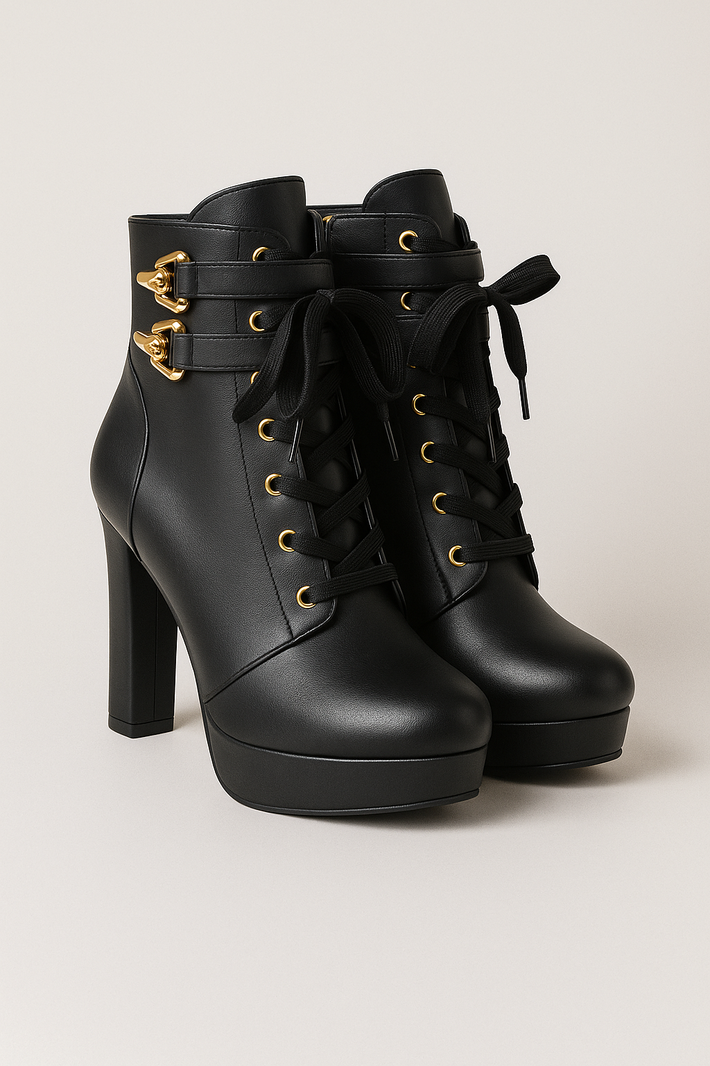 Grazia | Ankle Støvler med Høj Hælde og Metal Detaljer - Sort - Grazia | Ankle Støvler med Høj Hælde og Metal Detaljer - €25 - {{ product_tags }