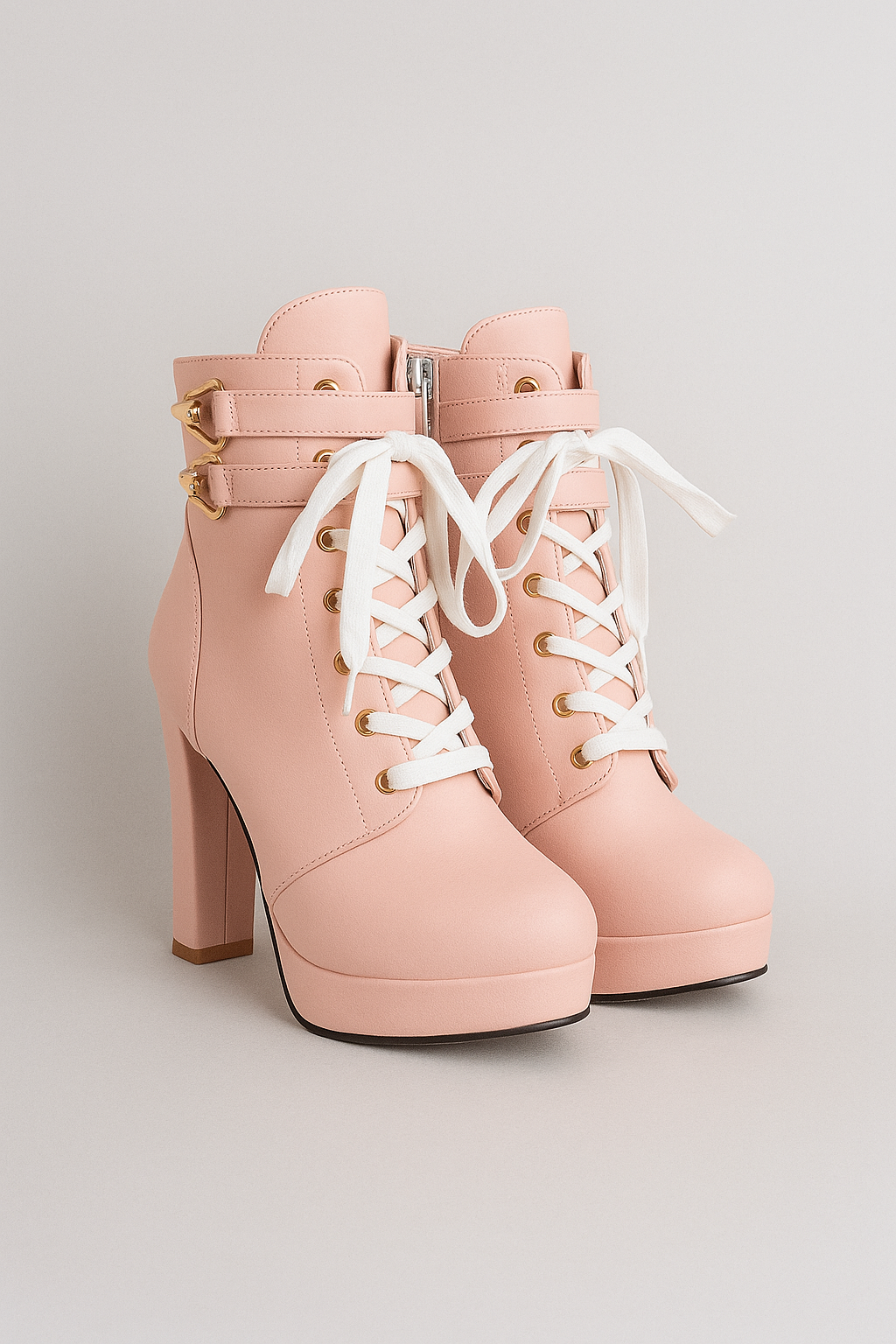 Grazia | Ankle Støvler med Høj Hælde og Metal Detaljer - Lyserød - Grazia | Ankle Støvler med Høj Hælde og Metal Detaljer - €25 - {{ product_tags }