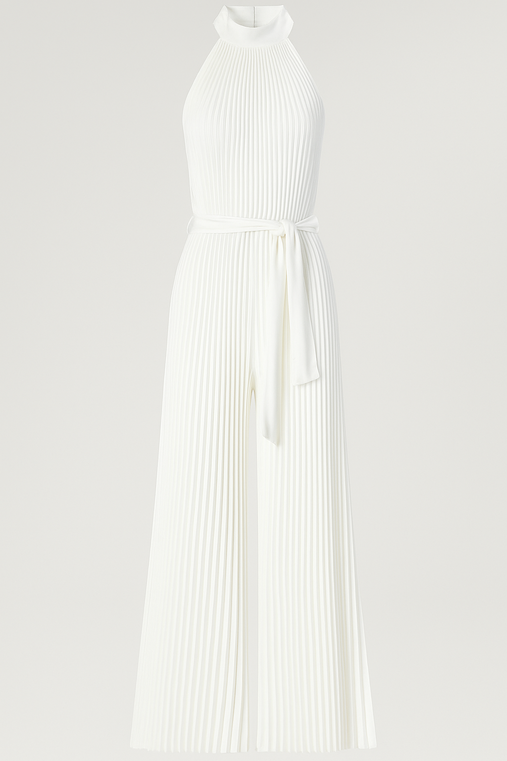 Vivian | Elegant plissé tuta med halterhals og taljegumm - Hvid - Vivian | Elegant plissé tuta med halterhals og taljegumm - €25 - {{ product_tags }