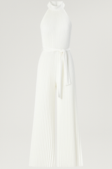 Vivian | Elegant pleated jumpsuit with halter neck and waist elastic