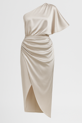 Eveline | Single-Spotted Satin Dress with Elegant Slits