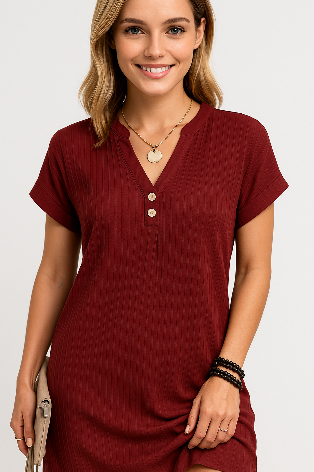 Jasmijn | Casual sommerkjole i bomuld med stribet mønster og dekorative knapper - - Jasmijn | Casual sommerkjole i bomuld med stribet mønster og dekorative knapper - €25 - {{ product_tags }