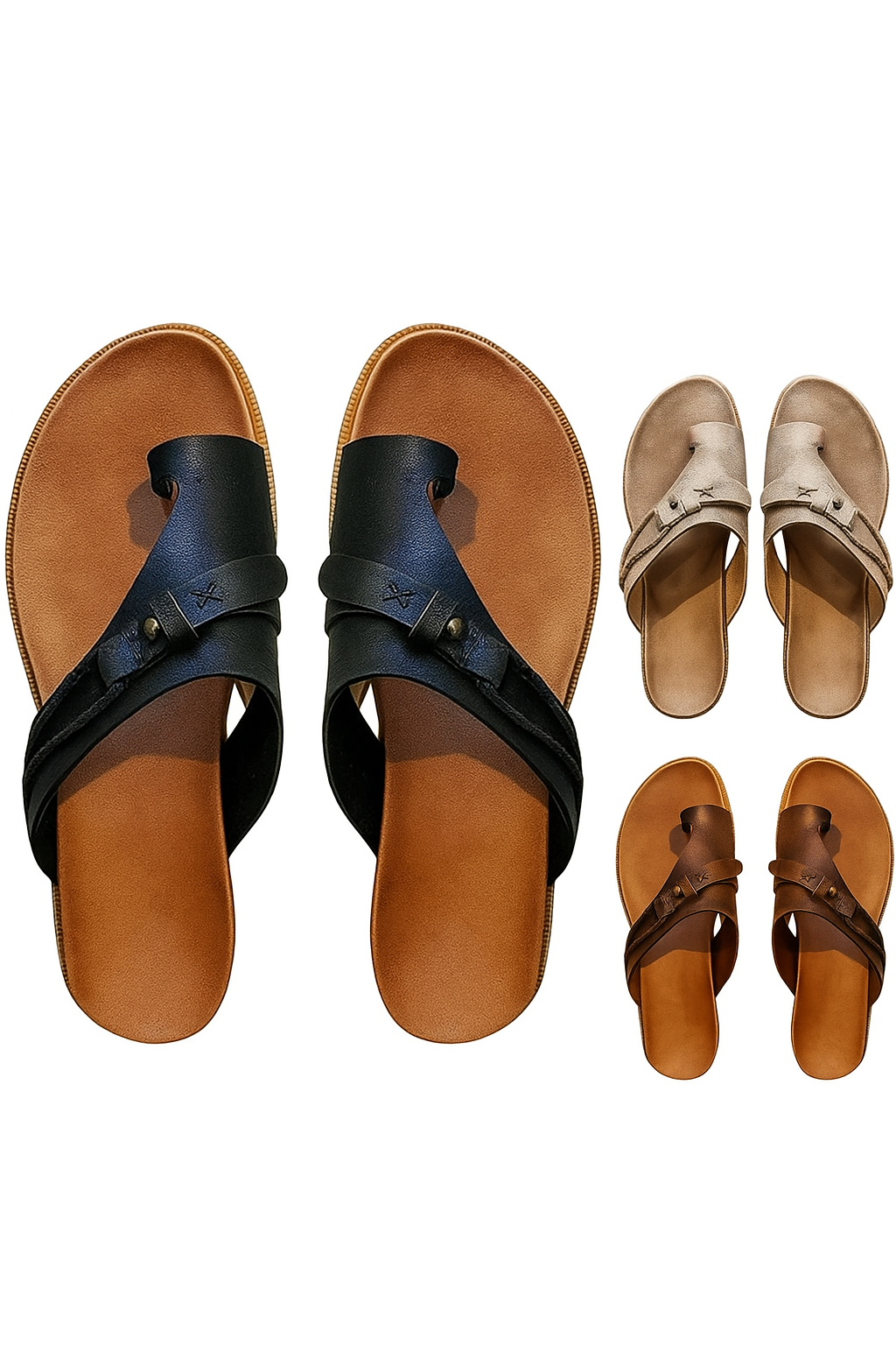 Elisa | Håndlavede lædersandaler med krydsstropper og fingerring - - Elisa | Håndlavede lædersandaler med krydsstropper og fingerring - €25 - {{ product_tags }