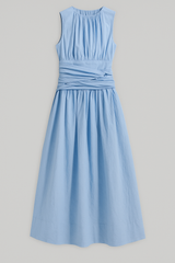Selene | Fitted midi dress with thin straps and side slit