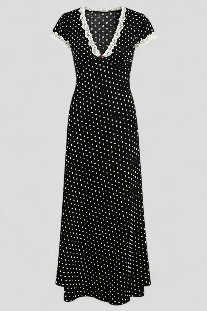 Elsa | Midi nederdel med prikker, blondedetaljer og broderet blomst - Hvid - Elsa | Midi nederdel med prikker, blondedetaljer og broderet blomst - €25 - {{ product_tags }