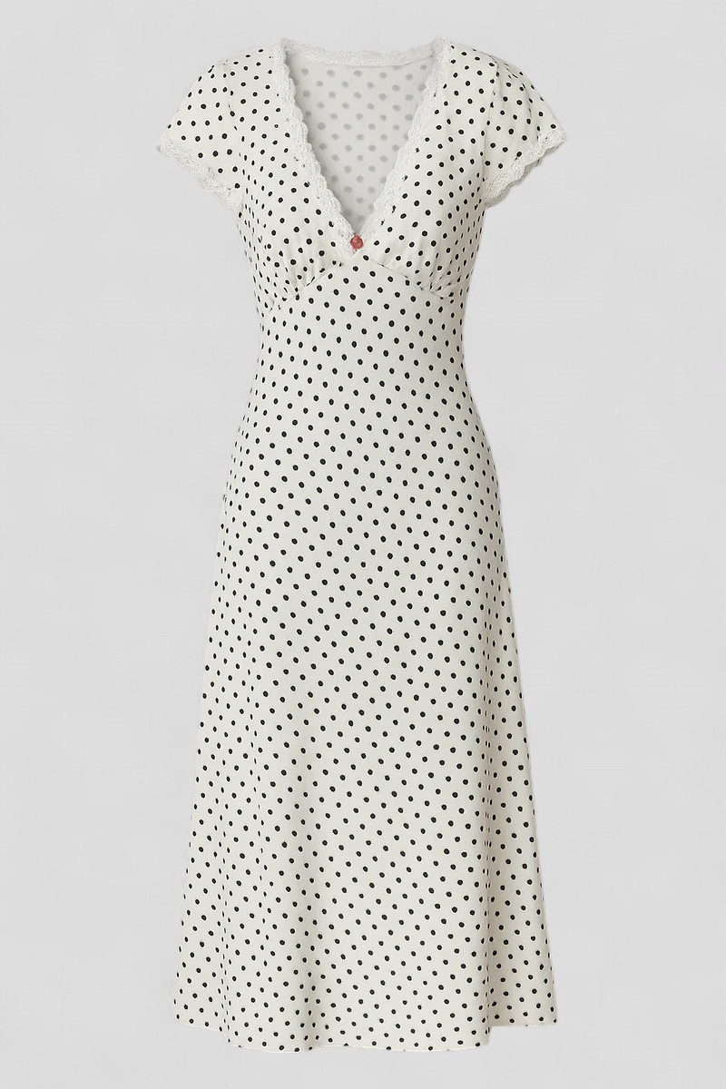 Elsa | Midi nederdel med prikker, blondedetaljer og broderet blomst - Sort - Elsa | Midi nederdel med prikker, blondedetaljer og broderet blomst - €25 - {{ product_tags }