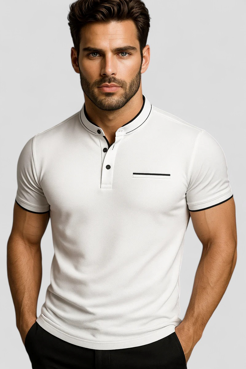 Logan | Herre Polo Slim Fit med Kinesisk Krave - - Logan | Herre Polo Slim Fit med Kinesisk Krave- €25 - {{ product_tags }