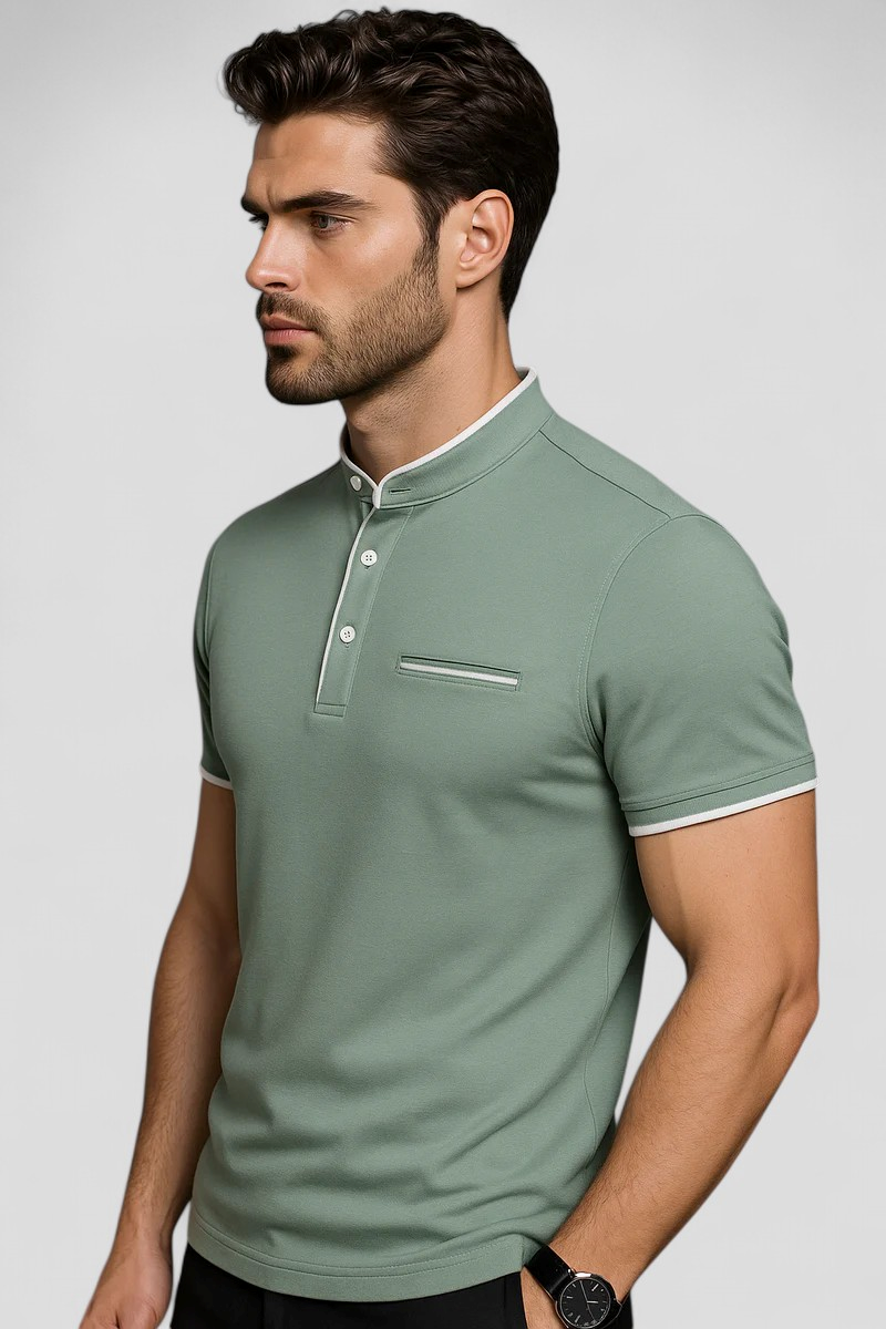 Logan | Herre Polo Slim Fit med Kinesisk Krave - - Logan | Herre Polo Slim Fit med Kinesisk Krave- €25 - {{ product_tags }