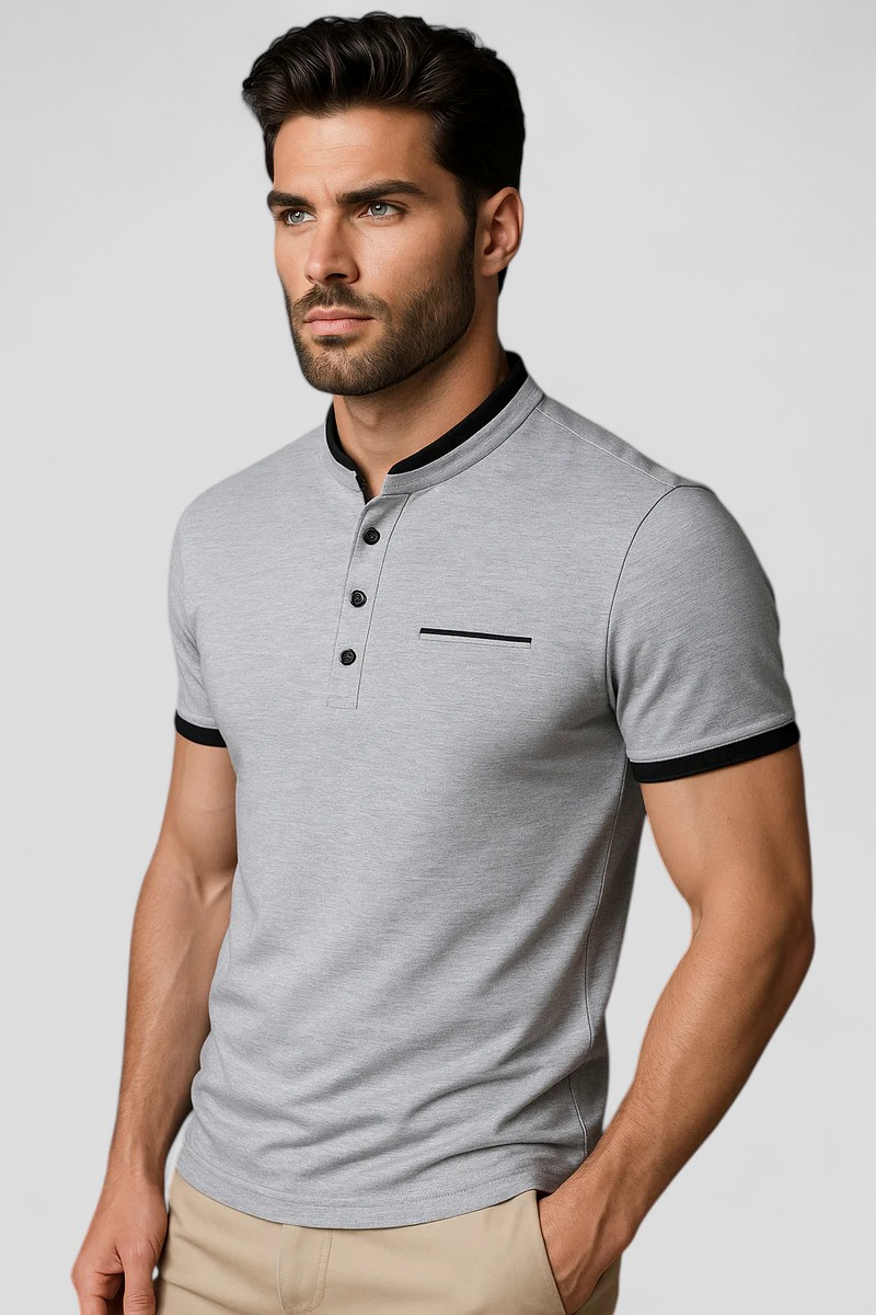Logan | Herre Polo Slim Fit med Kinesisk Krave - - Logan | Herre Polo Slim Fit med Kinesisk Krave- €25 - {{ product_tags }
