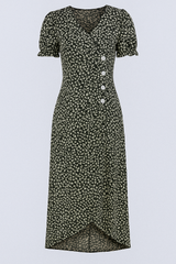 Marie | Floral Midi Dress with V-Neck and Side Buttons