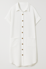 Margaret | Waffle Cotton Shirt Dress with Button Closure