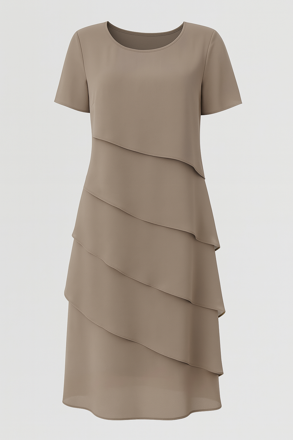 Liana | Elegant chiffon kjole med lagdelt look i elegante farver - Khaki - Liana | Elegant chiffon kjole med lagdelt look i elegante farver - €25 - {{ product_tags }