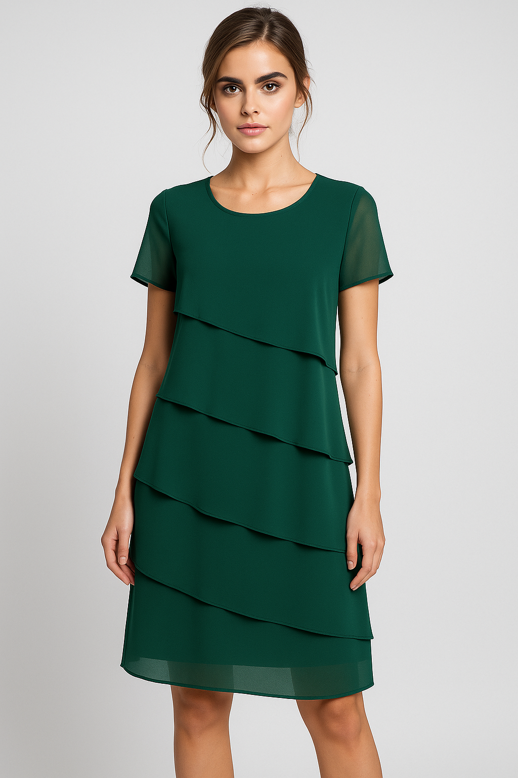 Liana | Elegant chiffon kjole med lagdelt look i elegante farver - - Liana | Elegant chiffon kjole med lagdelt look i elegante farver - €25 - {{ product_tags }