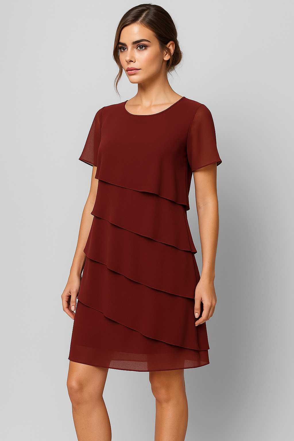 Liana | Elegant chiffon kjole med lagdelt look i elegante farver - - Liana | Elegant chiffon kjole med lagdelt look i elegante farver - €25 - {{ product_tags }