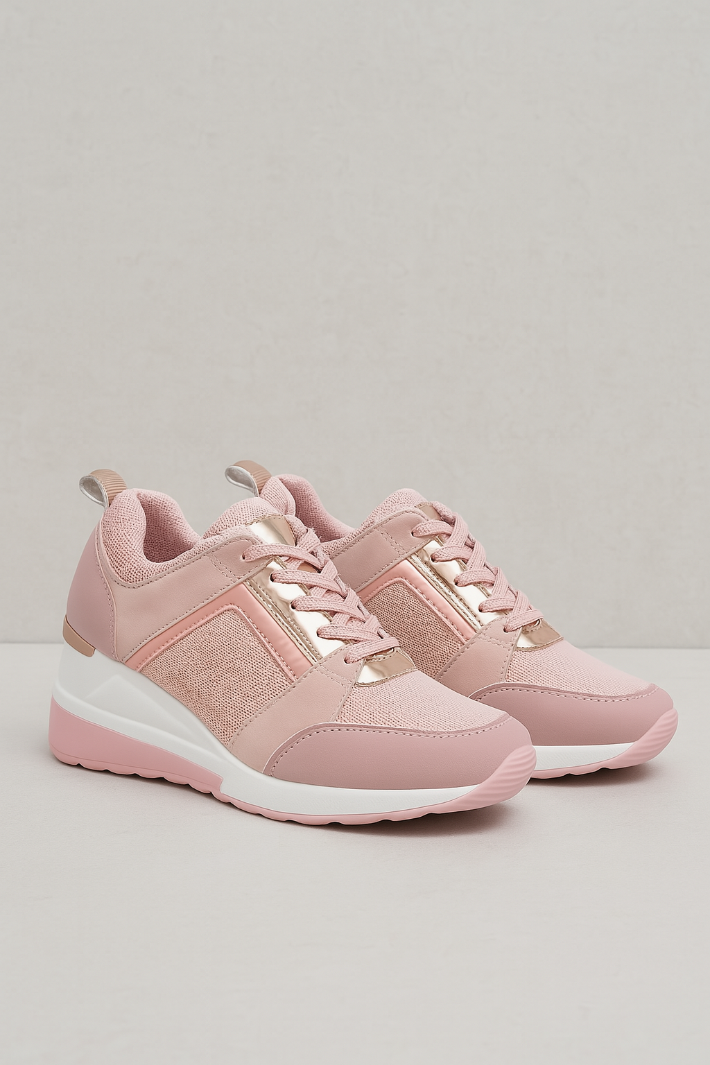 Robert | Stilfulde damesneakers med kilehæl, metalliske detaljer og en behagelig sål - Lyserød - Robert | Stilfulde damesneakers med kilehæl, metalliske detaljer og en behagelig sål - €25 - {{ product_tags }