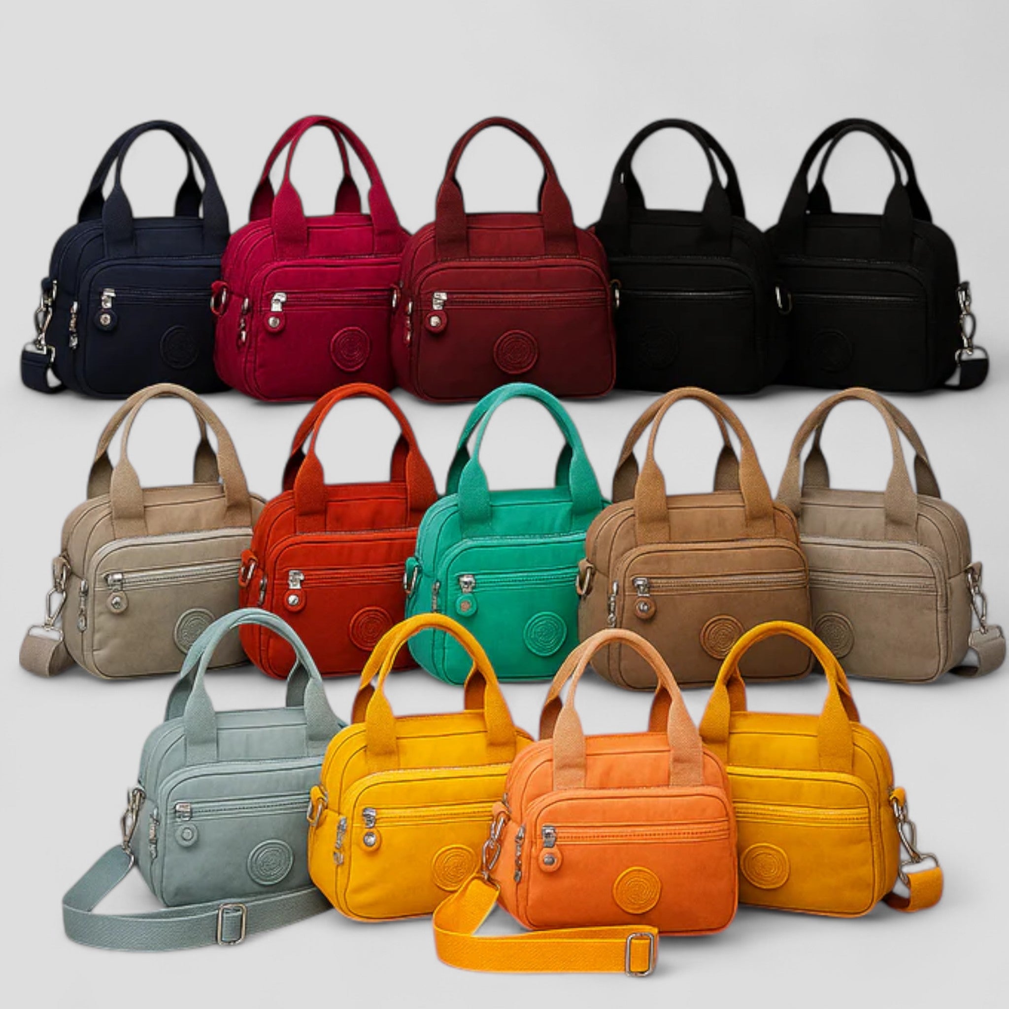 DOUTZEN™ | Ensfarvet, afslappet nylon skuldertaske med lynlås - - DOUTZEN™ | Ensfarvet, afslappet nylon skuldertaske med lynlås - €25 - {{ product_tags }