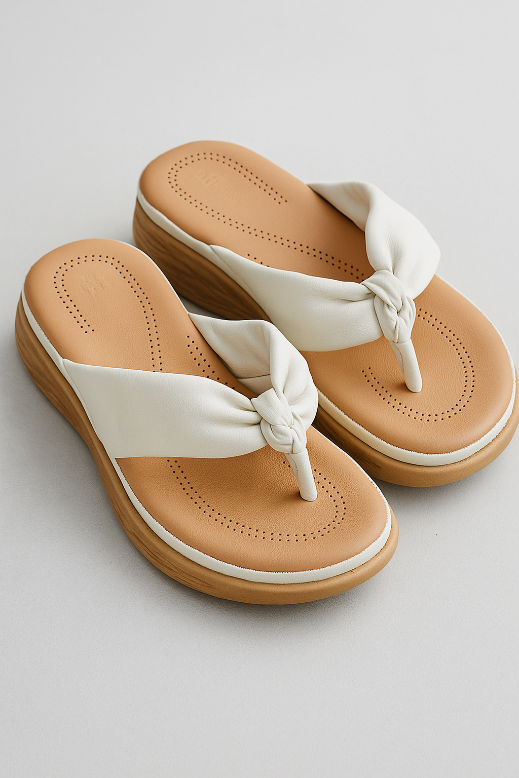 Wynn | Damen Tåstegs Wedgesandaler med Knudedesign i Hvid - - Wynn | Damen Tåstegs Wedgesandaler med Knudedesign i Hvid - €25 - {{ product_tags }