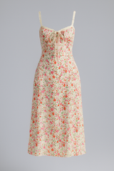 Valeria | Mid-Length Dress with Vintage-Style Floral Lace Details