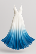Marina | Vestido maxi ombré elegante con escote profundo en V