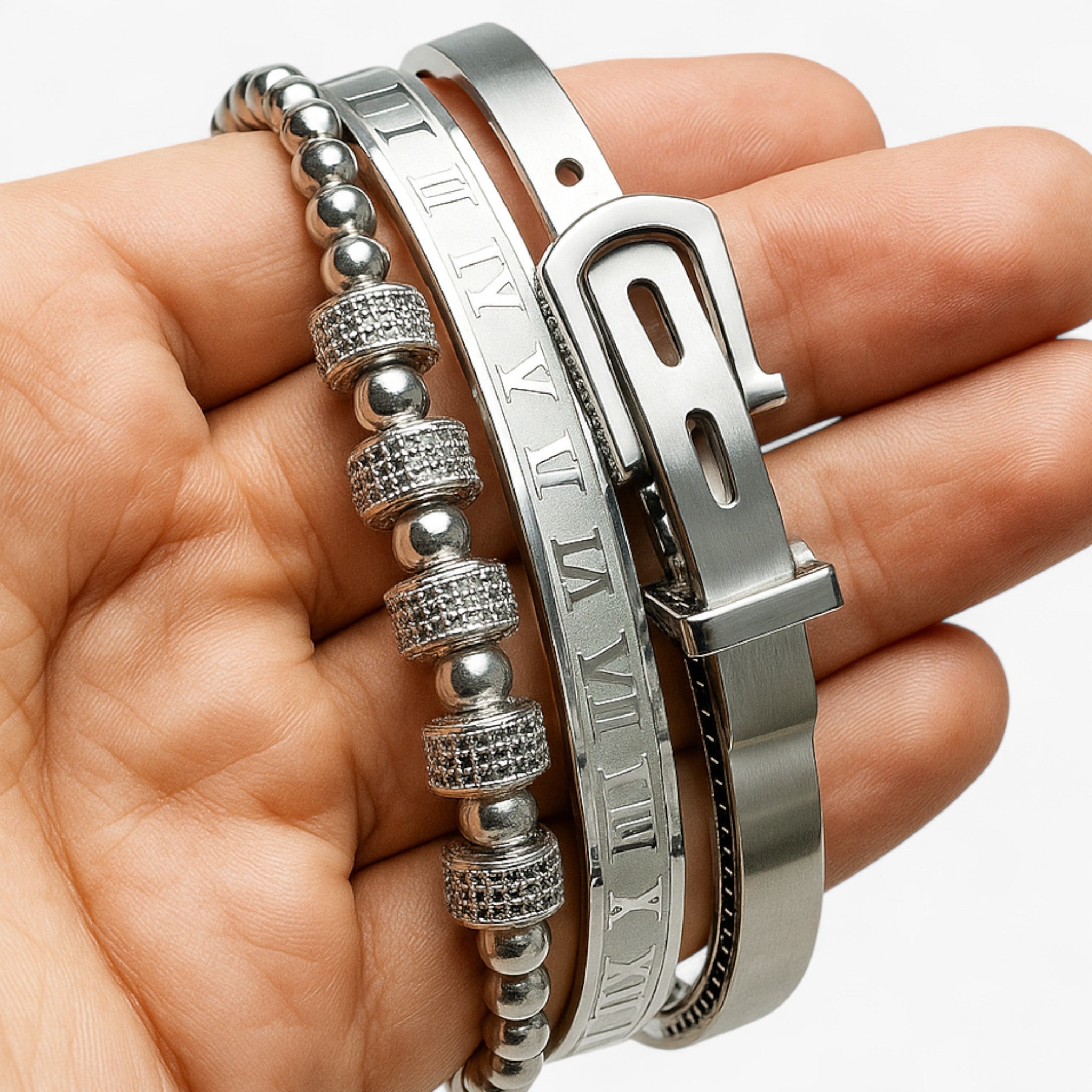 Titanium Armbåndsæt - Sølv - Bracelets - {{ product_tags }