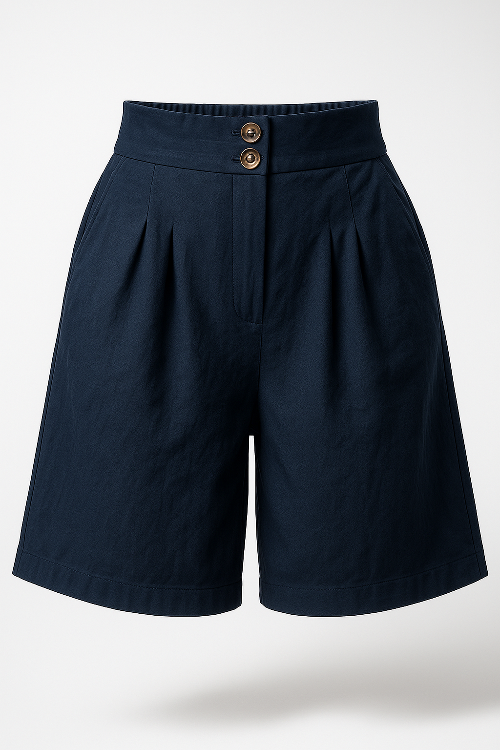 Arabella | Kvindershorts med knap og brede ben - Blå Marine - Arabella | Kvindershorts med knap og brede ben- €25 - {{ product_tags }