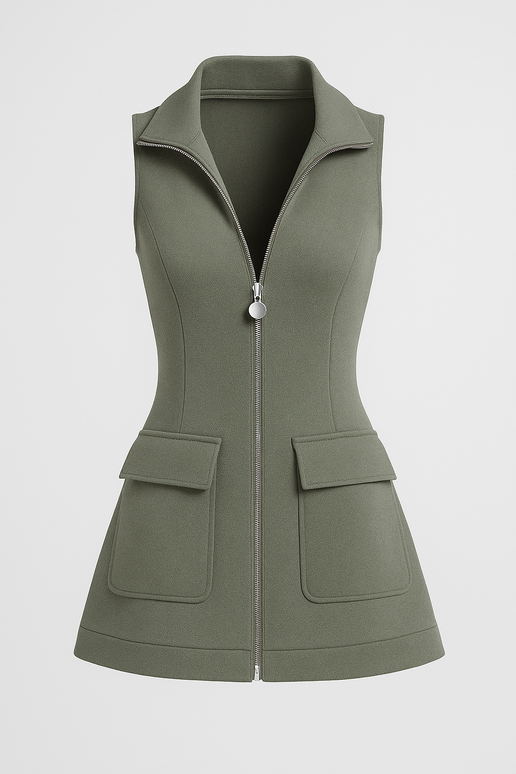 Lillian | Elegant mini kjole med lynlås og lommer - Grå - Lillian | Elegant mini kjole med lynlås og lommer - €25 - {{ product_tags }