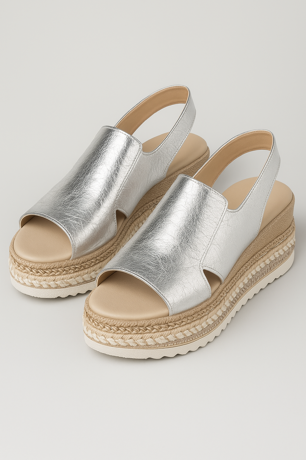 Annika | Metallisk Plateau Slingback Sandaler - Sølv - Annika | Metallisk Plateau Slingback Sandaler - €25 - {{ product_tags }