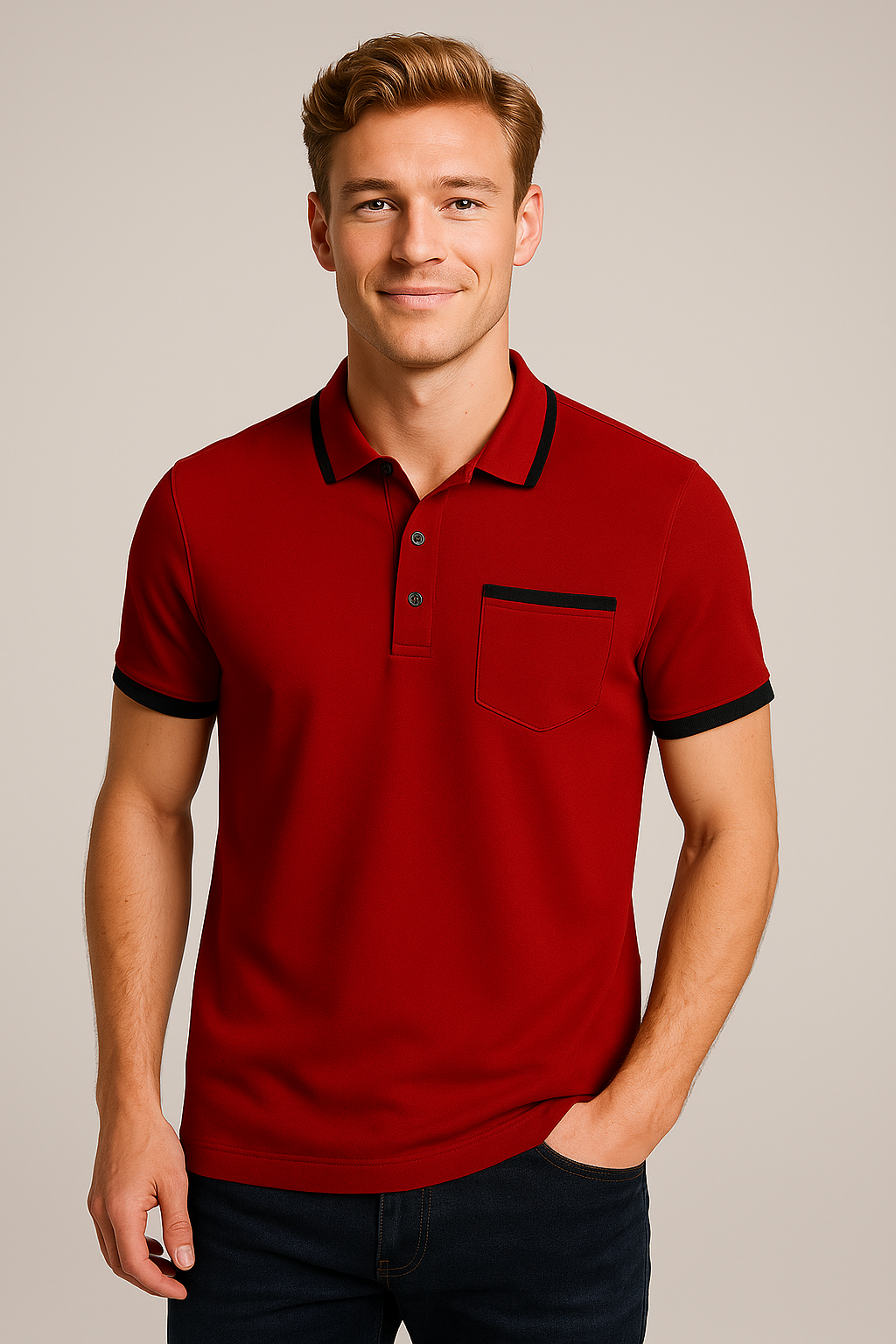 Rue | Elegant herrepolo med kontrastdetaljer - - Rue | Elegant herrepolo med kontrastdetaljer - €25 - {{ product_tags }