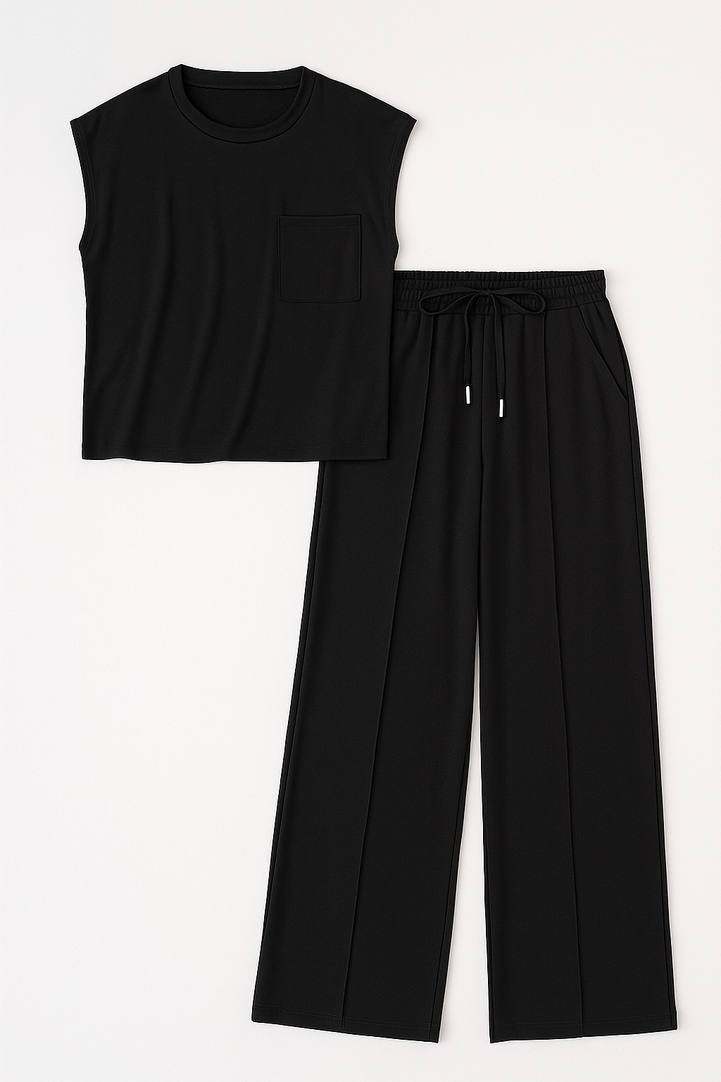 Abbey | Kvinders Elegant To-Delt Sæt Med Bukser - Sort - Kvinders tøj sæt - {{ product_tags }