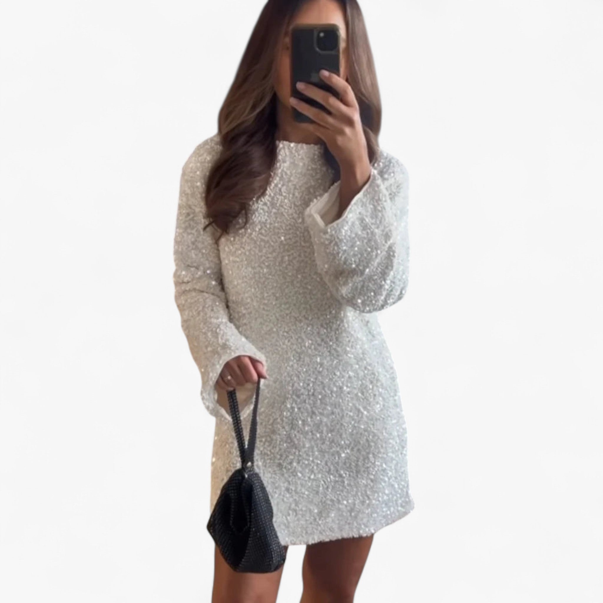 Jenny | Minikjole med pailletter - Hvid - women's fashion - {{ product_tags }