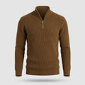 Herre Rullekrave Sweater med Halv Lynlaas - Varm Strik, Regular Fit