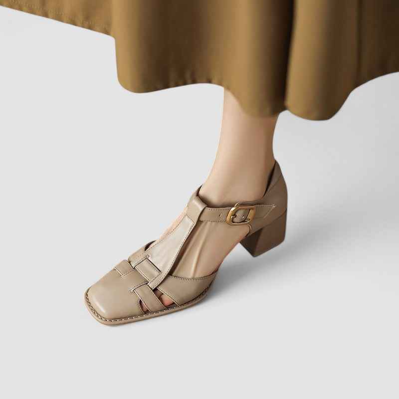 Frida | bequeme orthopädische T-Riemchen-Blockabsätze til täglichen Komfort