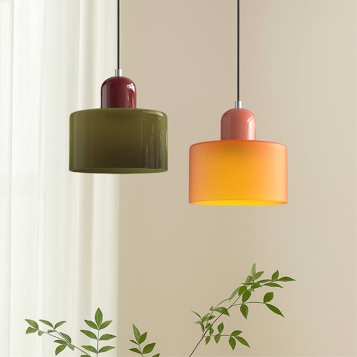 Farvet Glas Bauhaus Pendel – Retro Blikfang