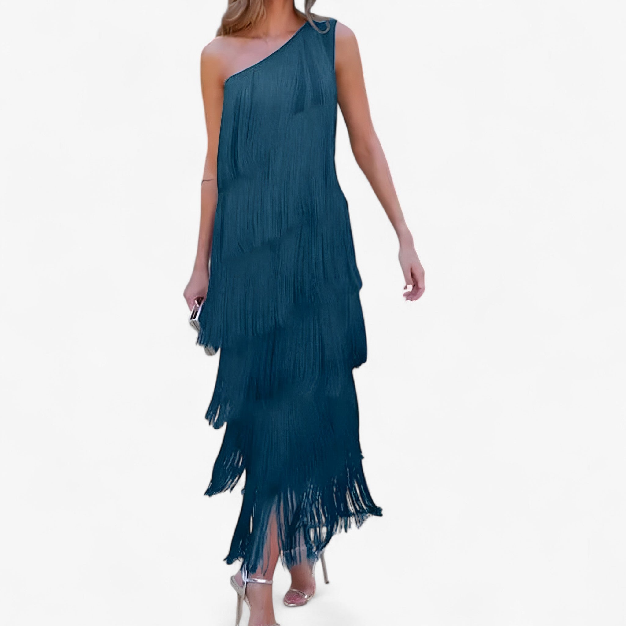 Liana | Elegant Kjole med Frynser – Bevægelse, der fanger ved hvert skridt - Blå Sø - women's fashion - {{ product_tags }