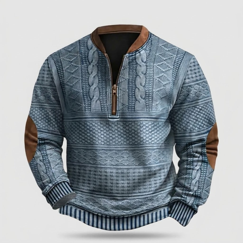 Herre Vintage Strikket Sweater med Lynlaas, Dirk