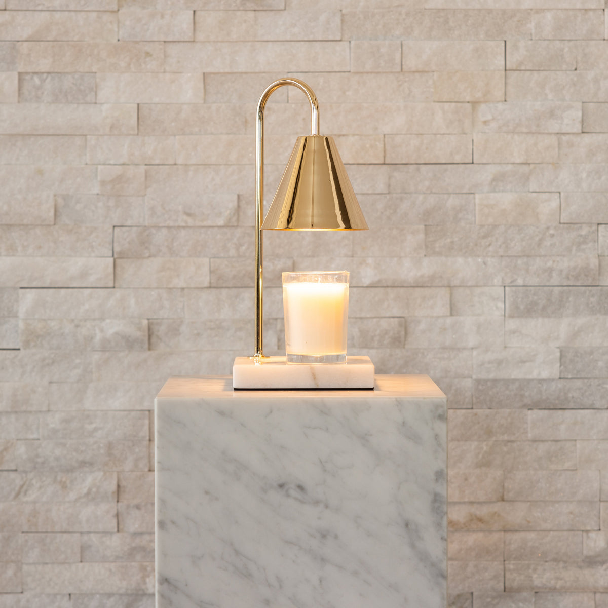 Marmor Duftlys Varmelampe - Flammefri Vokssmeltelampe med Timer - Guld - hvid marmor - Winter Gadgets - {{ product_tags }