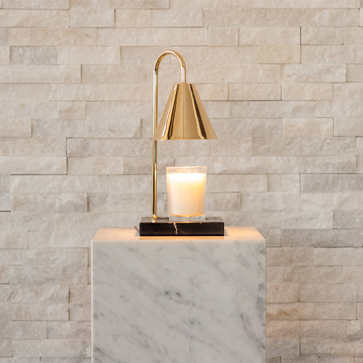 Marmor Duftlys Varmelampe - Flammefri Vokssmeltelampe med Timer - Guld - sort marmor - Winter Gadgets - {{ product_tags }