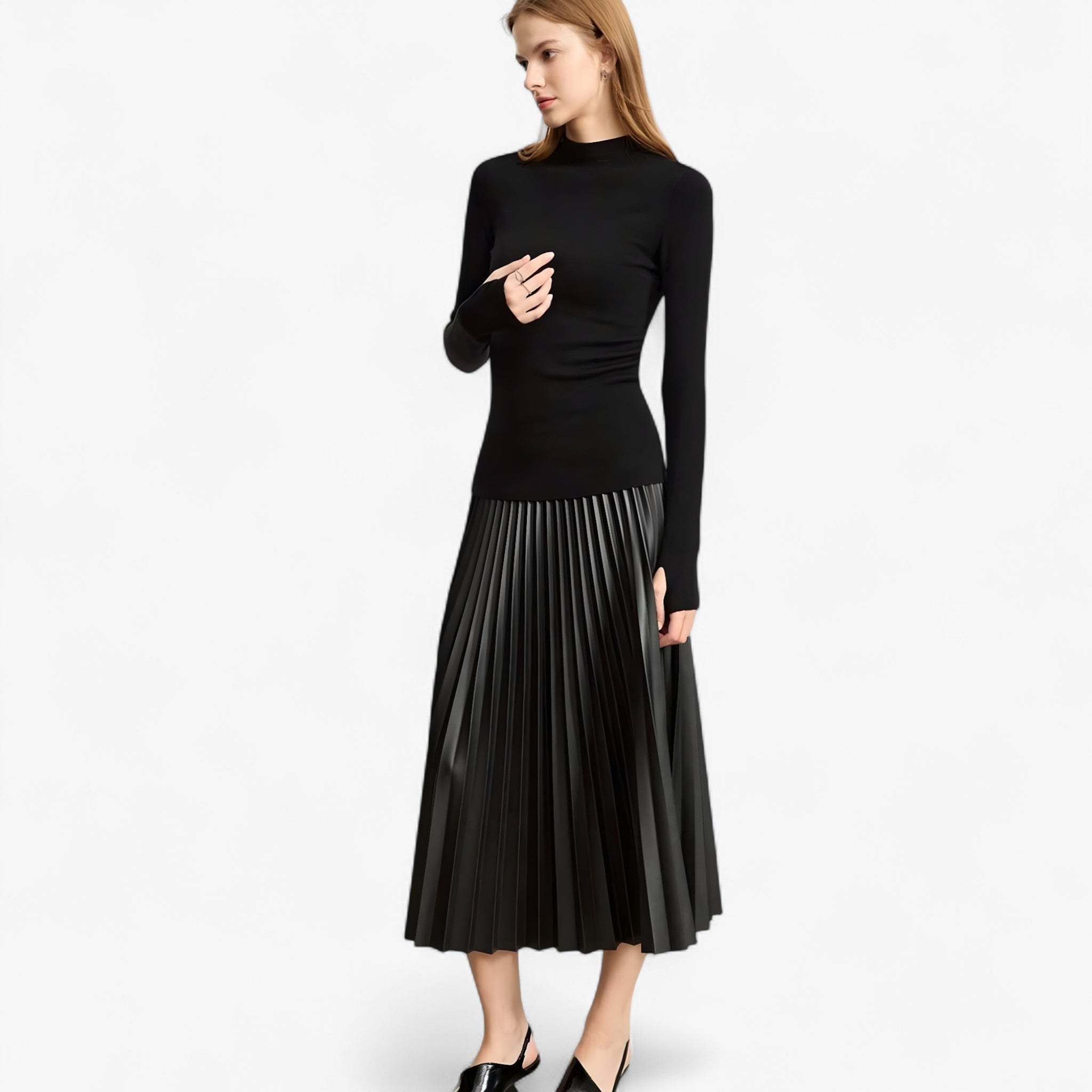 Gelly | Nederdel i Plisseret Læder - Nero - women's fashion - {{ product_tags }
