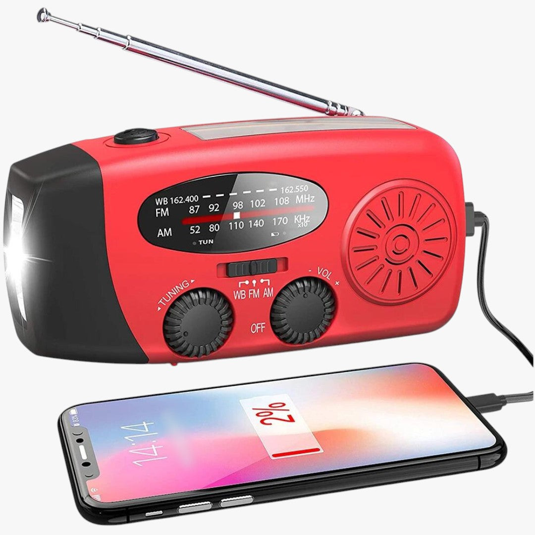 SolarSafe - Nød-radio & Lommelygte på solenergi og optrækbar! - - gadgets - {{ product_tags }