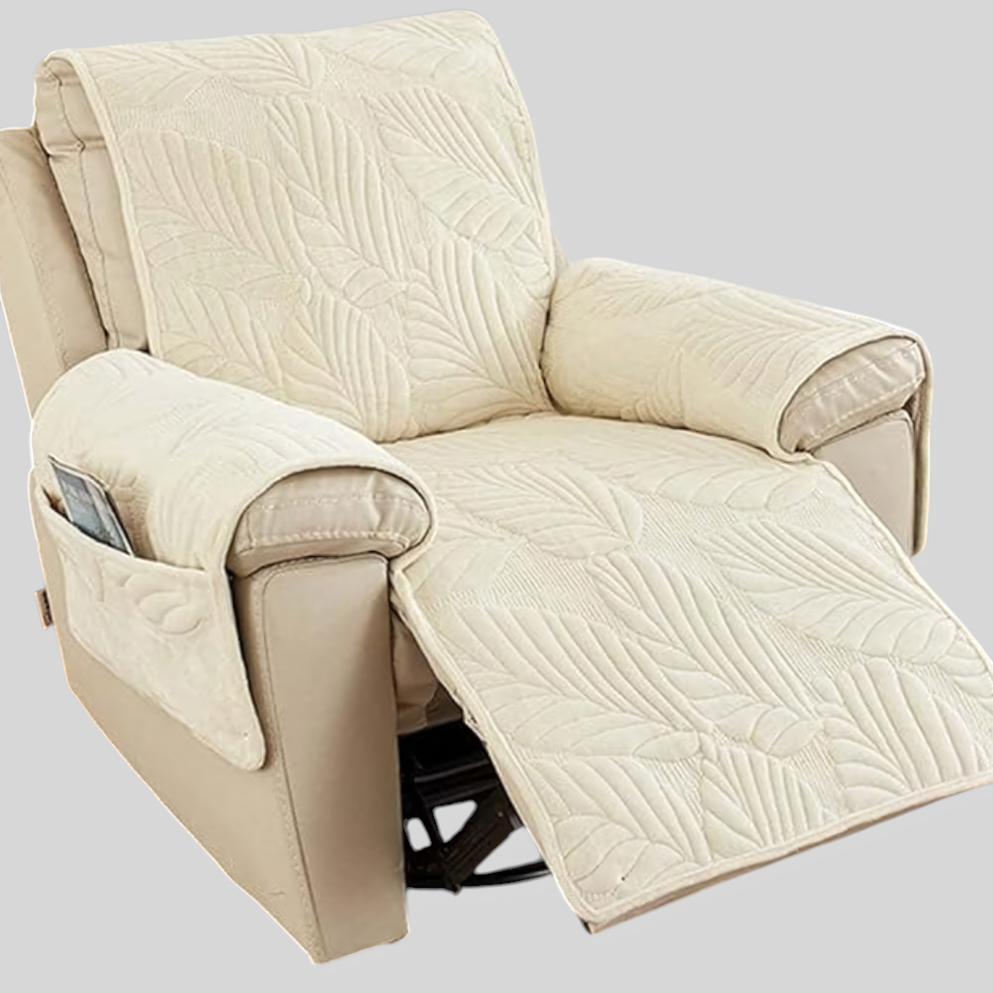 Recliner lænestolsbetræk - Grønt bladmønster, skridsikkert - Beige 24"x88.5" - Recliner Sofa Covers - {{ product_tags }