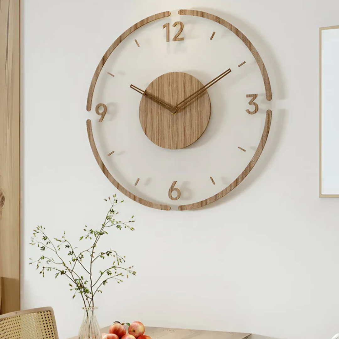 Stilfuldt Moderne Vægur 30cm – Akryl & Træ, Lydløst Urværk
