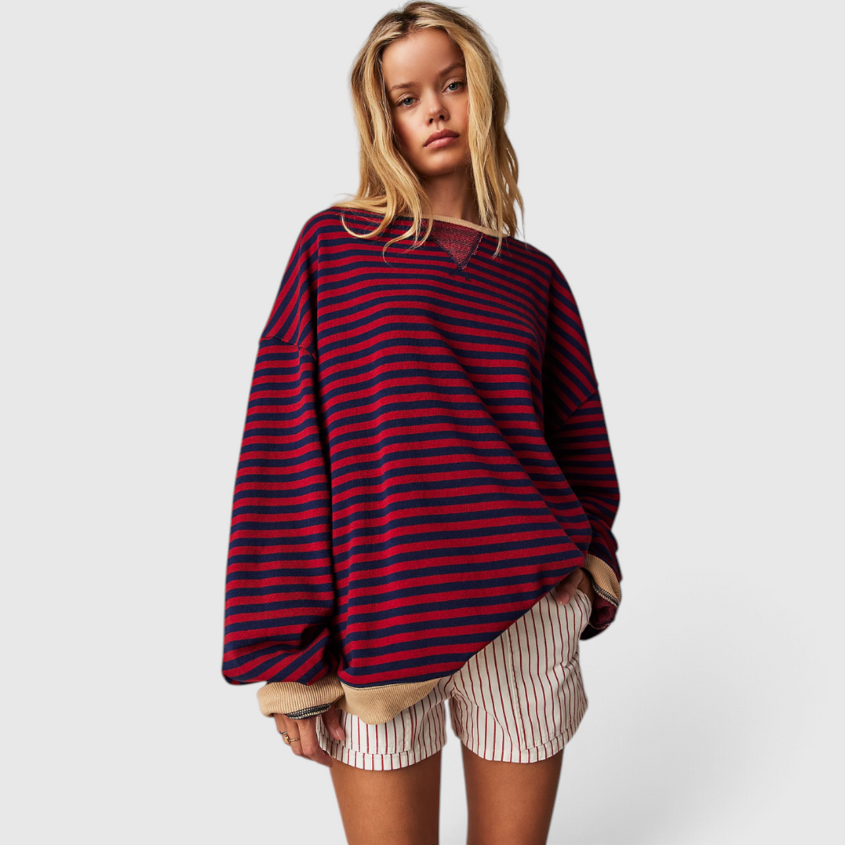 Dame Stribet Crewneck Sweater - Casual Striktop