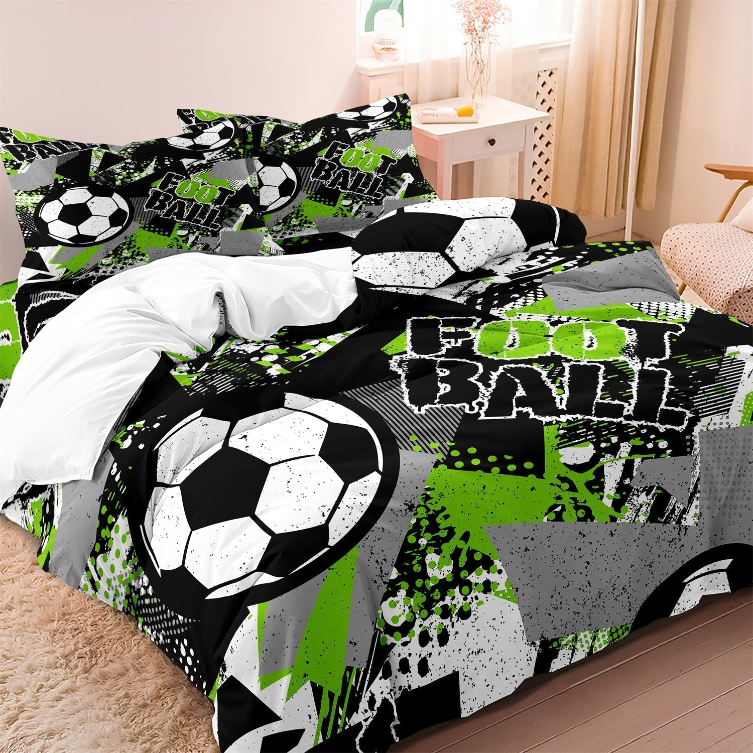 CoolCovers - Dynebetræk med fodboldtema til børn Sengesæt - EU King - baby - {{ product_tags }