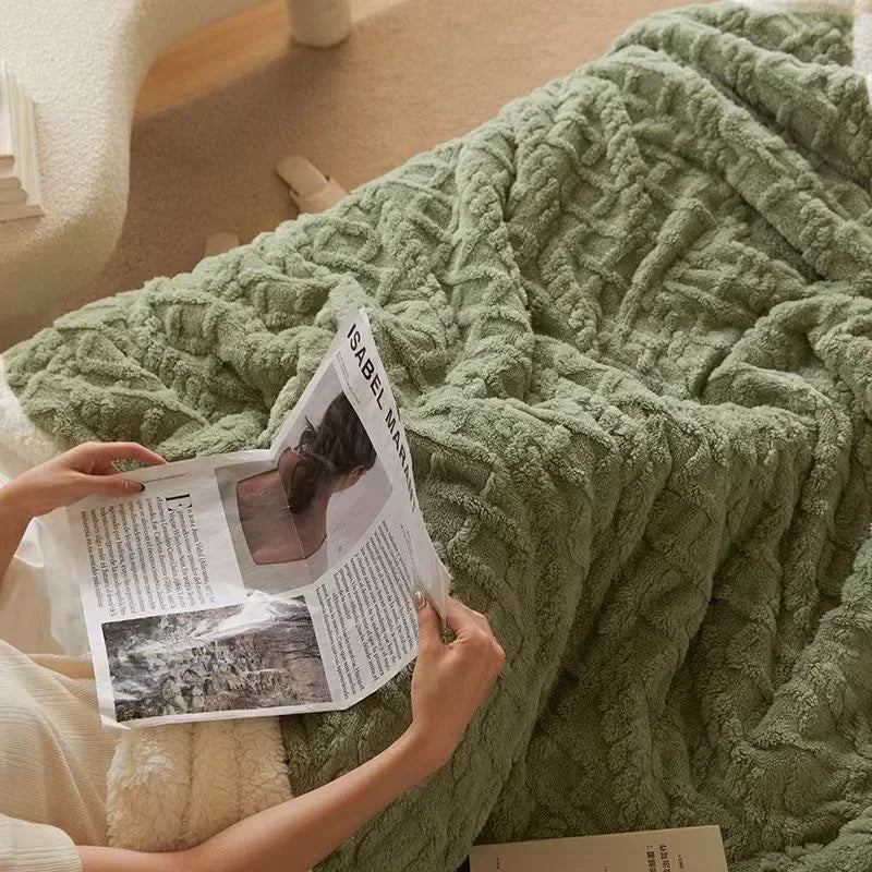 Tykt Lammeuld Vintertæppe - Ultravarmt Plaid - Grøn - Home Decor - {{ product_tags }