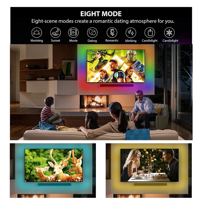 Smart WiFi LED Strip Lys – 8 Tilstande med Musiksynkronisering - - LED Strip Light - {{ product_tags }